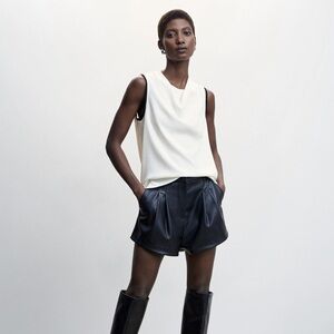 Mango Black and White Contrast Sleeveless Blouse